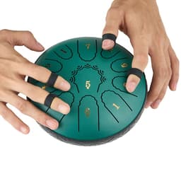 Acélnyelves dob, 16,5 cm, 11 hangos esődob kültéri kertbe, D-dúr hangszer kottafüzettel és ütőkkel, ütőhangszer meditációhoz, jógához, kezdő zenei oktatáshoz, zöld - miniatúra 12