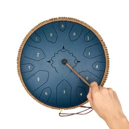 Acélnyelves dob, 33 cm, 15 hangos esődob kültéri kertbe, C-dúr hangszerdobok kottafüzettel és ütőkkel, ütőhangszer meditációhoz, jógához, kezdő zenei oktatáshoz, sötétkék - miniatúra 5