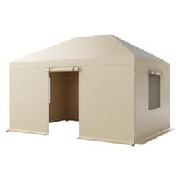 Téli pavilontakaró 3,08 x 4,39 m-es keménytetős pavilonokhoz, minden időjárási körülményre alkalmas pavilontakaró oldalfalakkal és ablakokkal, nagy sűrűségű PE anyagból, zárt tárolófedél, pavilonok nem tartozékok - miniatúra 4