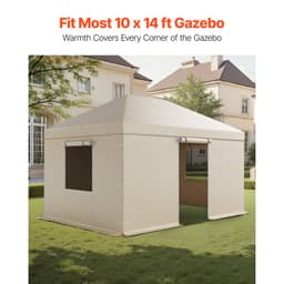 Téli pavilontakaró 3,08 x 4,39 m-es keménytetős pavilonokhoz, minden időjárási körülményre alkalmas pavilontakaró oldalfalakkal és ablakokkal, nagy sűrűségű PE anyagból, zárt tárolófedél, pavilonok nem tartozékok - miniatúra 6