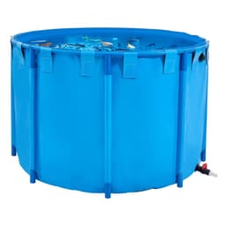 Vászon halastó, 448,8 gallon űrtartalmú, föld feletti halastó, összecsukható PVC koi akvárium, kerek aranyhalas akvárium stabil kerettel és leeresztő szeleppel, akvakultúrához, koi tenyésztéshez és öntözéshez (kék) - miniatúra 3