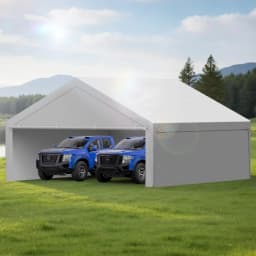 Autóbeálló Pótponyva, 6 x 6 m Ivóvízzel Vízálló és UV-álló, Strapabíró Autós Ponyva Gumihurkolókkal, Szürke, Váz Nem Tartalmazza - miniatúra 1