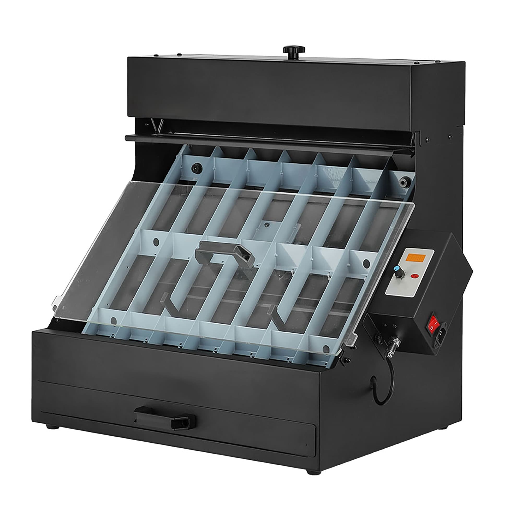 DTF rázóállomás olvadékragasztó felviteléhez, maximum 40 x 50 cm méretben