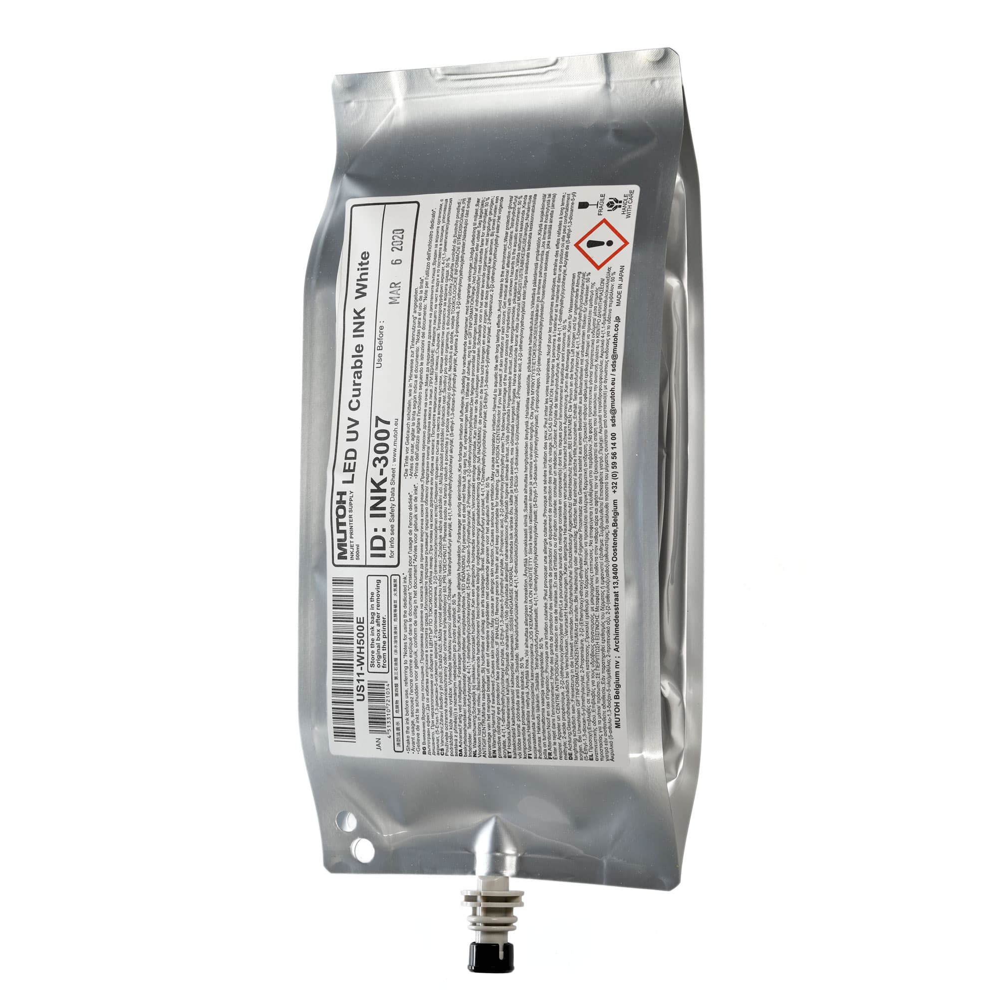 US11 Flex LED UV tinta, fehér, 500 ml-es tintacsomag