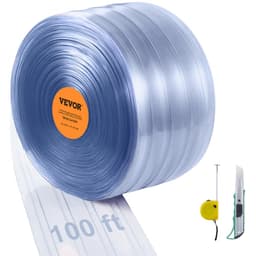 Szalagfüggöny, 100 láb hosszú x 12" szélesség x 0,12" vastagság, átlátszó bordázott PVC függönyszalag ajtó ömlesztett tekercsben, műanyag ajtószalagok szupermarketek, garázsok, raktárak, istállók, kisállatházak ajtajához - miniatúra 2