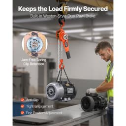 Kézi karos láncos emelő, 3/4T 750KG teherbírás, nagy teherbírás, 6M emelési magasság, G80 ötvözött acél lánc, dupla kilincses mechanikus fékkel, 360°-ban forgó horgokkal, raktárépület-garázsba - miniatúra 7