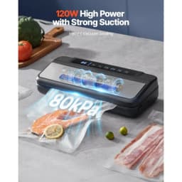 Vákuumozó gép, 80Kpa 120W-os nagy teljesítményű kompakt élelmiszer-csomagoló gép, 7 az 1-ben multifunkciós élelmiszer-vákuumozó gép, automatikus légzáró rendszer beépített vágóval, 10 vákuumzacskóval és 1 zacskótekerccsel - miniatúra 6