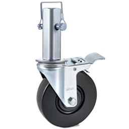 4 db-os csomag 5"/12,7 cm-es, nagy teherbírású állványzati gumi forgógörgő kettős rögzítéssel 1,25"-os (3,2 cm-es) négyzet alakú szárral 440 font/199,6 kg teherbírás kerekenként - miniatúra 3