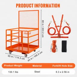 Targonca Biztonsági Ketreces Munkaállvány 109 x 114,3 cm 635 kg Kerekekkel az emelőhöz - miniatúra 1