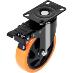 Görgők, 10,1 cm-es forgólapos görgők, 4 darabos készlet, biztonsági A/B zárral, zajmentes PVC kerekek, nagy teherbírású, 158,8 kg teherbírás görgőnként, nyommentes kerekek kocsibútor munkapadhoz - miniatúra 4
