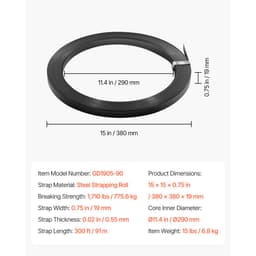 Acélpántoló tekercs, 19 mm x 0,55 mm x 91 m, Fémpántoló tekercs, ellenáll a zord környezetnek, 775,6 kg szakítószilárdság, Nagy teherbírású raklappánt tekercs raklapcsomagoláshoz - miniatúra 11