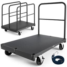 Gipszkarton kocsi, 816 kg teherbírás, 2 az 1-ben acél paneles kocsi 12,5 mm-es forgó kerekekkel, 91,4 x 61 cm-es platós kocsi 4 oldalsó kapaszkodóval gyárba, raktárba, garázsba, fekete - miniatúra 2