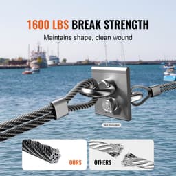 Drótkötélkészlet, 1/8" 500 láb 316 rozsdamentes acélkábel vágóval és kesztyűvel, 1600 font szakítószilárdság, 7x7 szálas mag, tengeri repülőgép-minőségű, korlátokhoz, lépcsőburkolatokhoz, kerítésekhez kültérre, fekete - miniatúra 8