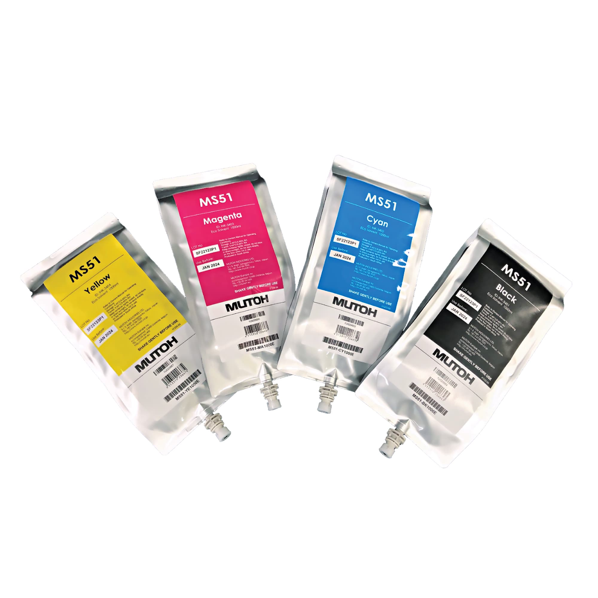 MS51 Eco Solvent tinta XpertJet 1341 / 1641 / 1682 nyomtatókhoz, különböző színek, 1.000 ml-es tintacsomag