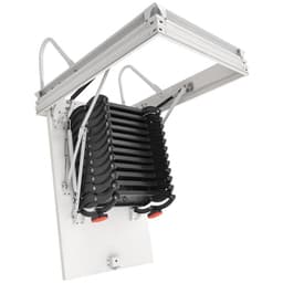 Padláslétra, 660 font/299,4 kg teherbírás, 9,5–10,2 láb belmagassághoz és 39,4 x 27,5 hüvelykes nyílásmérethez, ötvözött acélból készült, lehúzható, kihúzható mennyezeti lépcső húzórúddal padlástetőhöz - miniatúra 5
