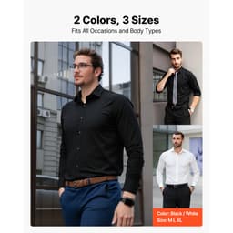 Férfi ing, Férfi hosszú ujjú, gyűrődésmentes, gombos ing, Slim Fit, puha, rugalmas anyag üzleti alkalmi vagy formális, munkába, esküvőre, vacsorára, fekete - miniatúra 10