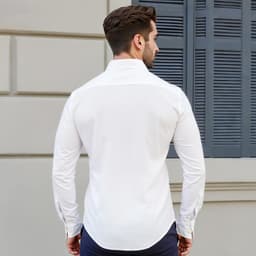 Férfi ing, Férfi hosszú ujjú, gyűrődésmentes, leggings, karcsúsított, puha, rugalmas anyagból, üzleti alkalmi vagy formális, munkába, esküvőre, vacsorára, fehér - miniatúra 1