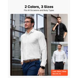 Férfi ing, Férfi hosszú ujjú, gyűrődésmentes, leggings, karcsúsított, puha, rugalmas anyagból, üzleti alkalmi vagy formális, munkába, esküvőre, vacsorára, fehér - miniatúra 10