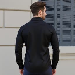 Férfi ing, Férfi hosszú ujjú, gyűrődésmentes, gombos ing, Slim Fit, puha, rugalmas anyag üzleti alkalmi vagy formális, munkába, esküvőre, vacsorára, fekete - miniatúra 1