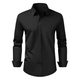 Férfi ing, Férfi hosszú ujjú, gyűrődésmentes, gombos ing, Slim Fit, puha, rugalmas anyag üzleti alkalmi vagy formális, munkába, esküvőre, vacsorára, fekete - miniatúra 3