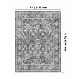 Szőnyeg, 8 x 10 láb (kb. 2,4 x 3,0 m) nagyméretű, mosható szőnyeg, csúszásmentes és szakadásálló puha szőnyeg, háziállat- és gyermekbarát vintage szőnyegek, beltéri szőnyeg hálószobába, nappaliba, gyerekszobába, előszobába, irodába, szürke - miniatúra 7