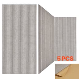 5 db-os öntapadós akusztikus panel, 47,2 x 23,6 x 0,4 hüvelykes hangszigetelő habpanelek, nagy sűrűségű poliészter szálas hangszigetelő falpanelek, otthoni, stúdió, iroda, színház, camel használatra - miniatúra 2