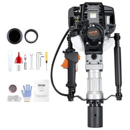37,77 cm3-es benzinüzemű T-oszlopos cölöpverő, 4 ütemű motoros benzinüzemű kerítésverő, 2 oszlopos ütőfejjel (55/70 mm), 1000 W-os hordozható cölöpverő gazdaságokhoz, tanyákhoz, útfelújításhoz - miniatúra 7