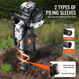 37,77 cm3-es benzinüzemű T-oszlopos cölöpverő, 4 ütemű motoros benzinüzemű kerítésverő, 2 oszlopos ütőfejjel (55/70 mm), 1000 W-os hordozható cölöpverő gazdaságokhoz, tanyákhoz, útfelújításhoz - miniatúra 9