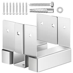 4x4-es oszlopalap 10 db, belső méret 3,53x3,56 hüvelyk/89,6x90,5 mm betonoszlop-horgony, nagy teherbírású, horganyzott szénacél oszlopkonzolok 1 hüvelykes távolsággal, beton pergolákhoz, teraszokhoz - miniatúra 2