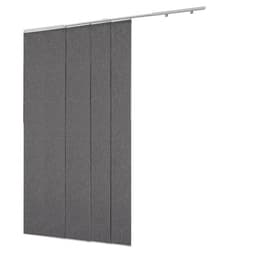 Panel sínes redőnyök, Kihúzható sín 116 cm-től 218 cm szélességig, Levágható panelfüggönyök akár 243 cm magasságig, Függőleges sötétítő panelredőnyök tolóajtókhoz, Teraszajtók, Helyiségelválasztó, Sötétszürke - miniatúra 3