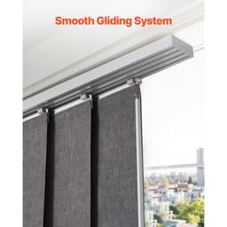 Panel sínes redőnyök, Kihúzható sín 116 cm-től 218 cm szélességig, Levágható panelfüggönyök akár 243 cm magasságig, Függőleges sötétítő panelredőnyök tolóajtókhoz, Teraszajtók, Helyiségelválasztó, Sötétszürke - miniatúra 9