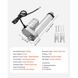 12 V-os lineáris működtető, 101,6 mm löket, 15 mm/s nagysebességű, 1000 N-os lineáris mozgású működtető - IP54 védelemmel és rögzítőkonzollal emelőasztalokhoz, dönthető fotelekhez, ablakajtó-nyitókhoz - miniatúra 11