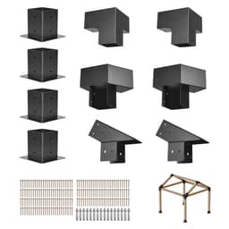 Pergola készlet, 4x4 hüvelykes hegyes tetős pergola konzolok 92 x 92 mm-es fűrészárukhoz valós méretben, 3/4 irányú pavilon konzol oszlopalapokkal és gerinckonzolokkal kültéri pergolához, pavilonhoz, fészerhez, 14 db - miniatúra 2