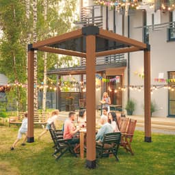 Pergola konzol készlet, 6x6 hüvelyk (belső méret 142 x 142 mm), 4 db 3-utas, nagy teherbírású sarokkonzol, famegmunkálású barkács oszlopkészlet, könnyen telepíthető fa gerendák pavilonokhoz, terasz pergolákhoz, rönkházakhoz - miniatúra 1