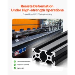 4 db 39,4 hüvelykes (1000 mm) T-hornyú 2040 alumínium extrudált profil, európai szabványú eloxált lineáris sín, nagy szilárdságú extrudált alumínium sín 3D nyomtatóhoz, CNC gép barkácsolás, lézergravírozás, fekete - miniatúra 7