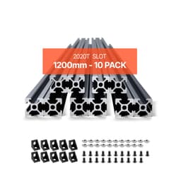 10 db 47,2 hüvelykes (1200 mm) T-horonyú 2020 alumínium extrudált profil, európai szabványú eloxált lineáris sín, nagy szilárdságú extrudált alumínium sín 3D nyomtatóhoz, CNC gép barkácsolás, lézergravírozás, fekete - miniatúra 2