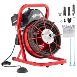 Lefolyótisztító gép 75 láb x 1/2 hüvelyk, csatornafúró kézi adagolással, 370 W-os elektromos lefolyótisztító gép 4 vágóval és levegővel aktivált lábkapcsolóval 2-4 hüvelykes csövekhez - miniatúra 1