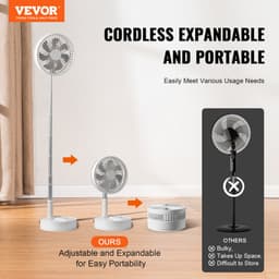 8 hüvelykes összecsukható, oszcilláló állóventilátor távirányítóval, 4 sebességes, állítható hordozható asztali csendes ventilátor, 7200 mAh-s újratölthető USB kis ventilátor, összecsukható forgó padlóventilátor hálószobába, irodába utazáshoz - miniatúra 21