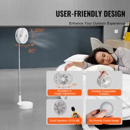 8 hüvelykes összecsukható, oszcilláló állóventilátor távirányítóval, 4 sebességes, állítható hordozható asztali csendes ventilátor, 7200 mAh-s újratölthető USB kis ventilátor, összecsukható forgó padlóventilátor hálószobába, irodába utazáshoz - miniatúra 32