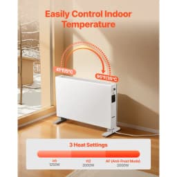 Konvekciós panelfűtő, 2000 W-os elektromos panelfűtő távirányítóval és érintőképernyős vezérléssel, 3 üzemmóddal, 24 órás időzítővel, állványos vagy fali kialakítással, borulásgátlóval és túlmelegedés elleni védelemmel otthonra és irodába - miniatúra 11