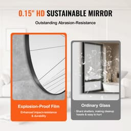 Falra szerelhető sminktükör, 0,15" vastag, 30 hüvelykes tükör alumíniumötvözet kerettel és robbanásbiztos fóliával, karcálló tükör Z alakú konzollal, fürdőszobába/hálószobába/nappaliba alkalmas - miniatúra 8