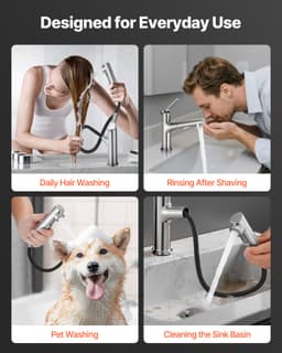 Egykaros mosogató csaptelep, egykaros kihúzható csaptelep, 1 vagy 3 lyukú, szálcsiszolt nikkel rozsdamentes acél mosogató csaptelepek nyomógombos kapcsolóval, fürdőszobába, lakókocsiba, nyilvános mosdóba, ólommentes - miniatúra 12