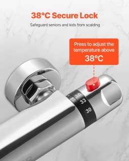 Termosztatikus zuhanycsaptelep szelep, forrázásgátló 38℃ Biztonságos zár termosztatikus zuhanycsaptelep szelep, meleg/hideg vizes zuhanycsaptelep hőmérséklet-szabályozó szelepek fürdőszobába, lakókocsiba, krómozott bevonat - miniatúra 11