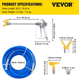Airless festékszóró tömlőkészlet 15,24 m, 6,4 mm-es forgócsatlakozás, 3600 psi, 517-es fúvókával - miniatúra 21