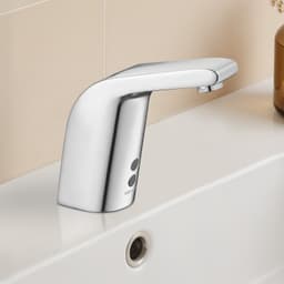 Érintésmentes fürdőszobai mosdó csaptelep, automatikus mozgásérzékelős WC csaptelep, hideg vizes, egylyukas, elemes, 9,5 mm-es csőhöz, kereskedelmi WC, krómozott ezüst - miniatúra 9