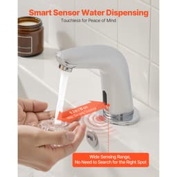Érintésmentes fürdőszobai mosdó csaptelep, automatikus mozgásérzékelős WC csaptelep, hideg vizes, lyukas takarólemezzel, elemes, 9,5 mm-es csőhöz, kereskedelmi mosdó, krómozott ezüst G112M - miniatúra 2