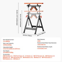 4 az 1-ben görgős állvány, 200 kg teherbírás, 84-127 cm állítható magasságú, összecsukható, nagy teherbírású, fogasléces és polírozott, többirányú görgőfejjel, asztali körfűrész kiadó famegmunkáló hosszabbító tartóhoz - miniatúra 11