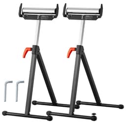 2 db-os görgős állvány, 113 kg/250 font teherbírás, 686–1092 mm / 27–43 hüvelyk állítható magasságú, összecsukható, strapabíró, polírozott acél görgőfejjel és élvezetőkkel, asztali körfűrész kiadó famegmunkáló hosszabbító tartóhoz - miniatúra 12