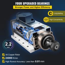 Léghűtéses orsómotor 2,2 kW CNC orsómotor 220 V Négyzet alakú léghűtéses orsómotor ER20 befogóhüvely 24000 RPM CNC orsó 6A orsómotor 400 Hz CNC routerhez, gravírozó marógéphez - miniatúra 8