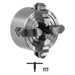 4 pofás esztergatomány, 3 hüvelyk (80 mm), 4 pofás tokmány, 0,1-3,15 hüvelyk (5-80 mm) befogási tartomány T-kulcsos rögzítőcsavarokkal, megfordítható pofák, HT300 anyag, belső és külső fa-fémesztergához - miniatúra 2